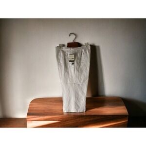 Briggs New York Zipper White Linen Capri Pant Petite 12 NWT